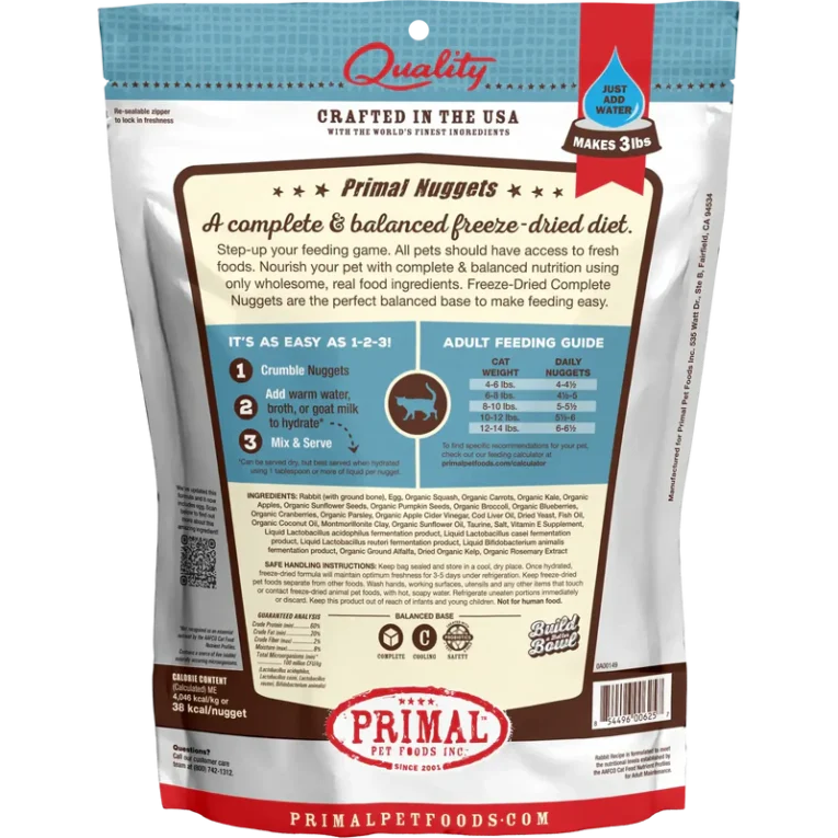 Primal Freeze Dried Rabbit Nuggets Cat 01