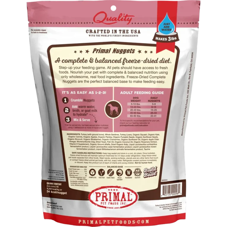 Primal Freeze Dried Turkey And Sardine Nuggets Dog 01