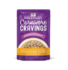 Stella & Chewy's Carnivore Cravings Morsels'N'Gravy Grain Free Cage-Free Chicken & Grass-Fed Beef Recipe in Savory Gravy Wet Cat Food, 2.8oz