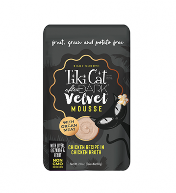 Tiki Cat After Dark Velvet Mousse Chicken Recipe in Chicken Broth Wet Cat Food 2.8oz