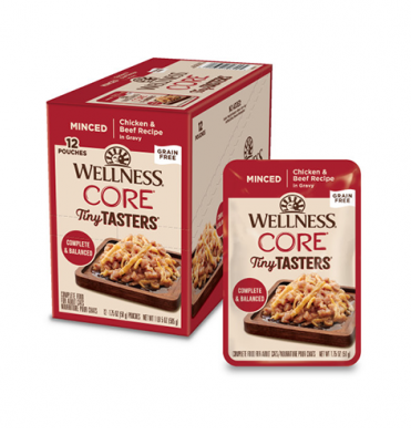 Wellness CORE Tiny Tasters Minced Chicken & Beef in Gravy Wet Cat Food 1.75oz