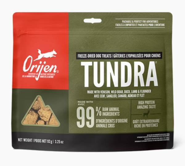 ORIJEN Freeze-Dried tundra Recipe Dog Treats Front 92g Canada (1)