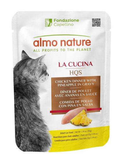 Almo Nature HQS La Cucina Cat Food Pouches - Chicken Dinner With Pineapple In Gravy 55g