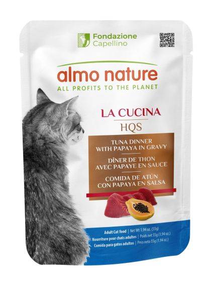 Almo Nature HQS La Cucina Cat Food Pouches - Tuna Dinner With Papaya In Gravy 55g