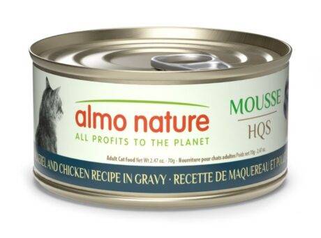 Almo Nature HQS Natural Mousse Cat Food - Mackerel And Chicken Recipe In Gravy 70g