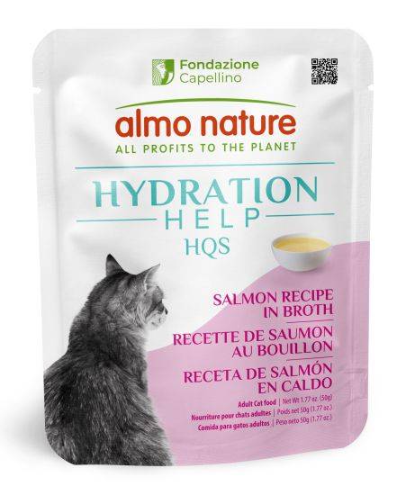 Almo Nature HQS Hydration Help - Salmon Recipe In Broth, Adult Cat Wet Food 50g